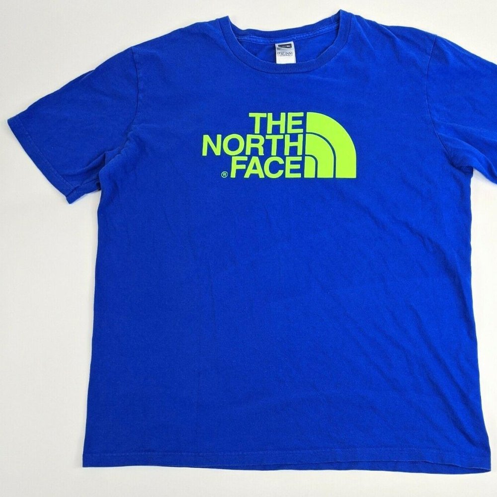 The North Face T Shirt Blue/Yellow Spellout